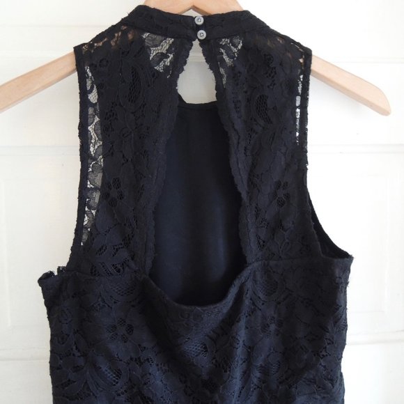 Hollister Black Lace Overlay High Neck Sleeveless Dress M - Picture 6 of 11